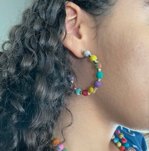 Kantha Paillette Hoops