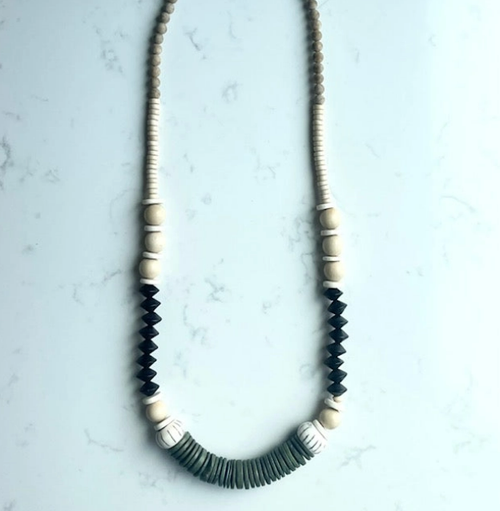 Wood + Olive Coconut Bead Fair Trade Beaded Necklace