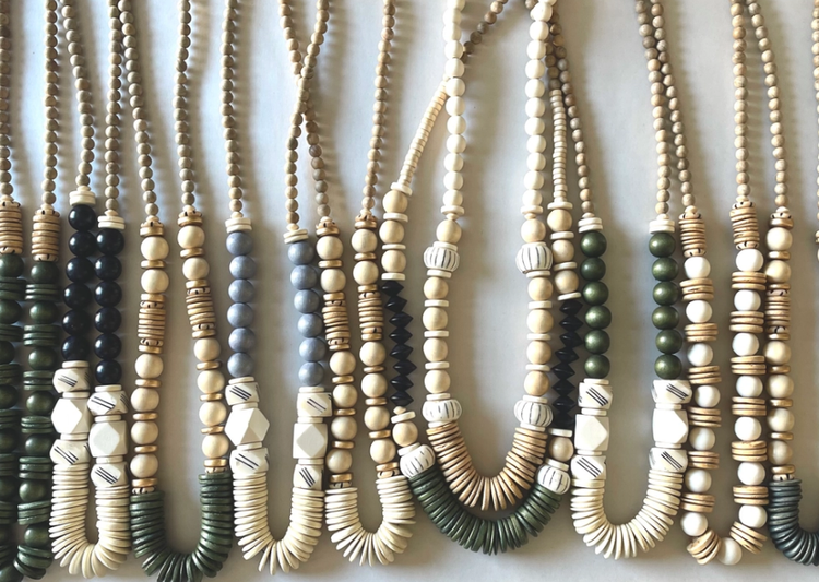 Wood + Olive Coconut Bead Fair Trade Beaded Necklace