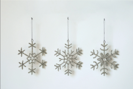 Glass Bead and Jewel Snowflake Ornament, 3 Styles