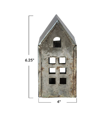 Square Windows Metal House, Antique Pewter Finish