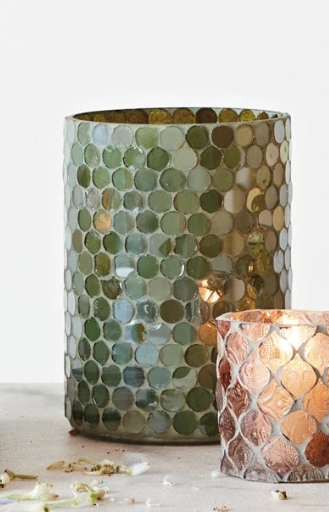 Recycled Glass Mosaic Votive Holder