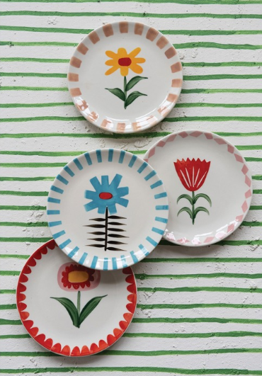 Stoneware Plate w Flower