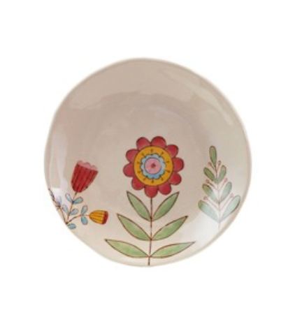 Hand-Painted Flower Stoneware