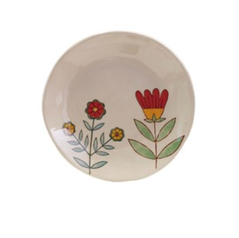 Hand-Painted Flower Stoneware