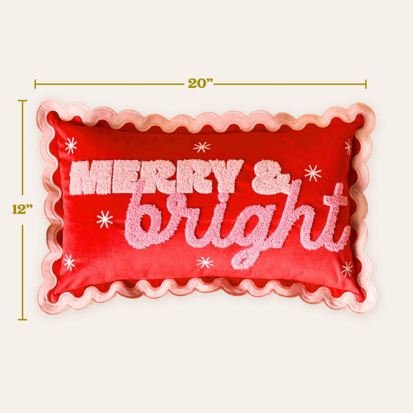 Scalloped Rectangle Throw Pillow-Merry & Bright