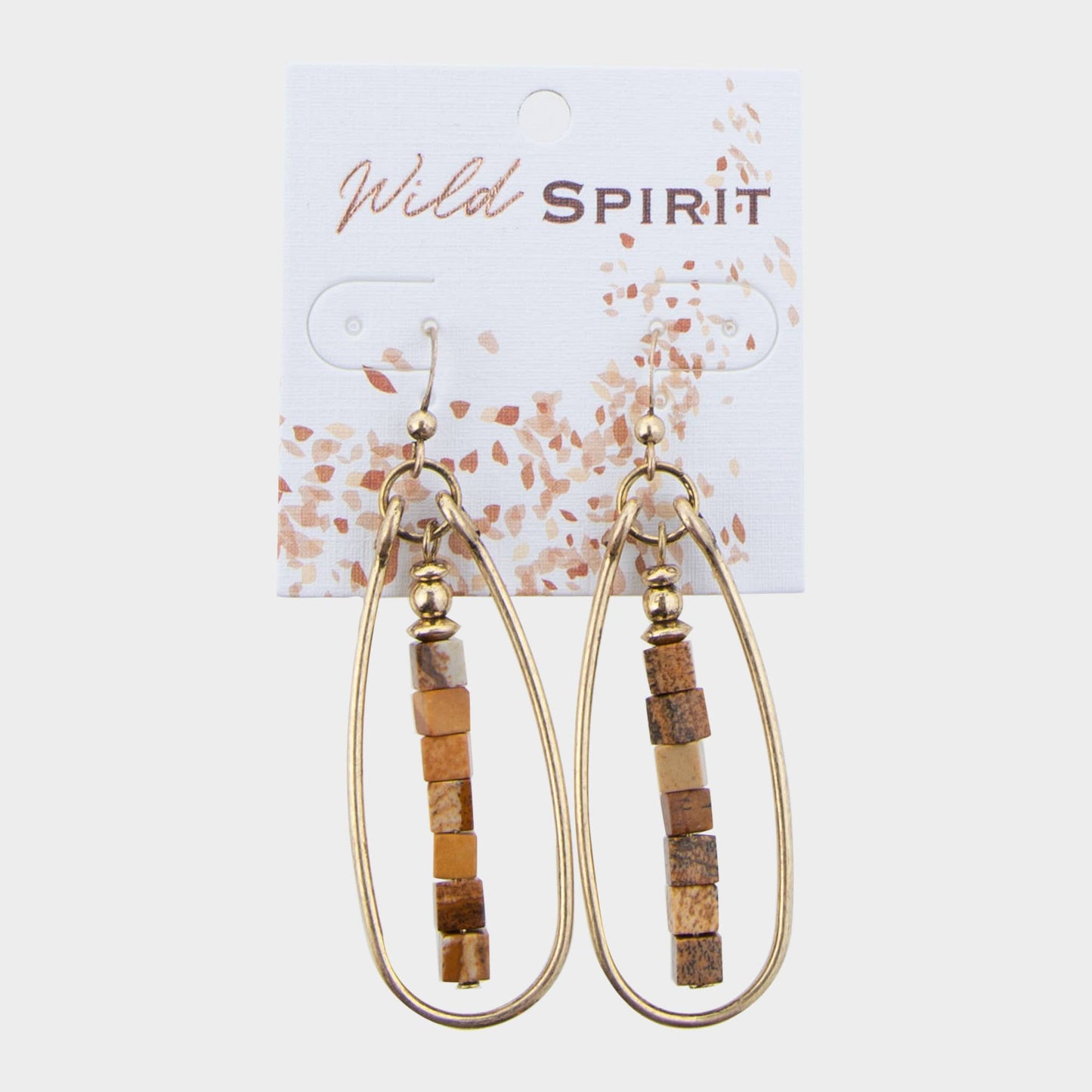 Wild Spirit Picture Jasper Frame Teardrop Earrings