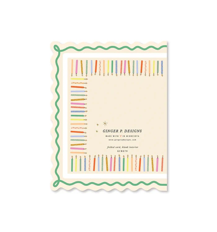 Birthday Cake and Candles Scallop Greeting Card - La Vie Est Belle