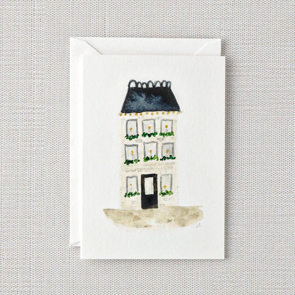 Blue roof house mini notecard - La Vie Est Belle