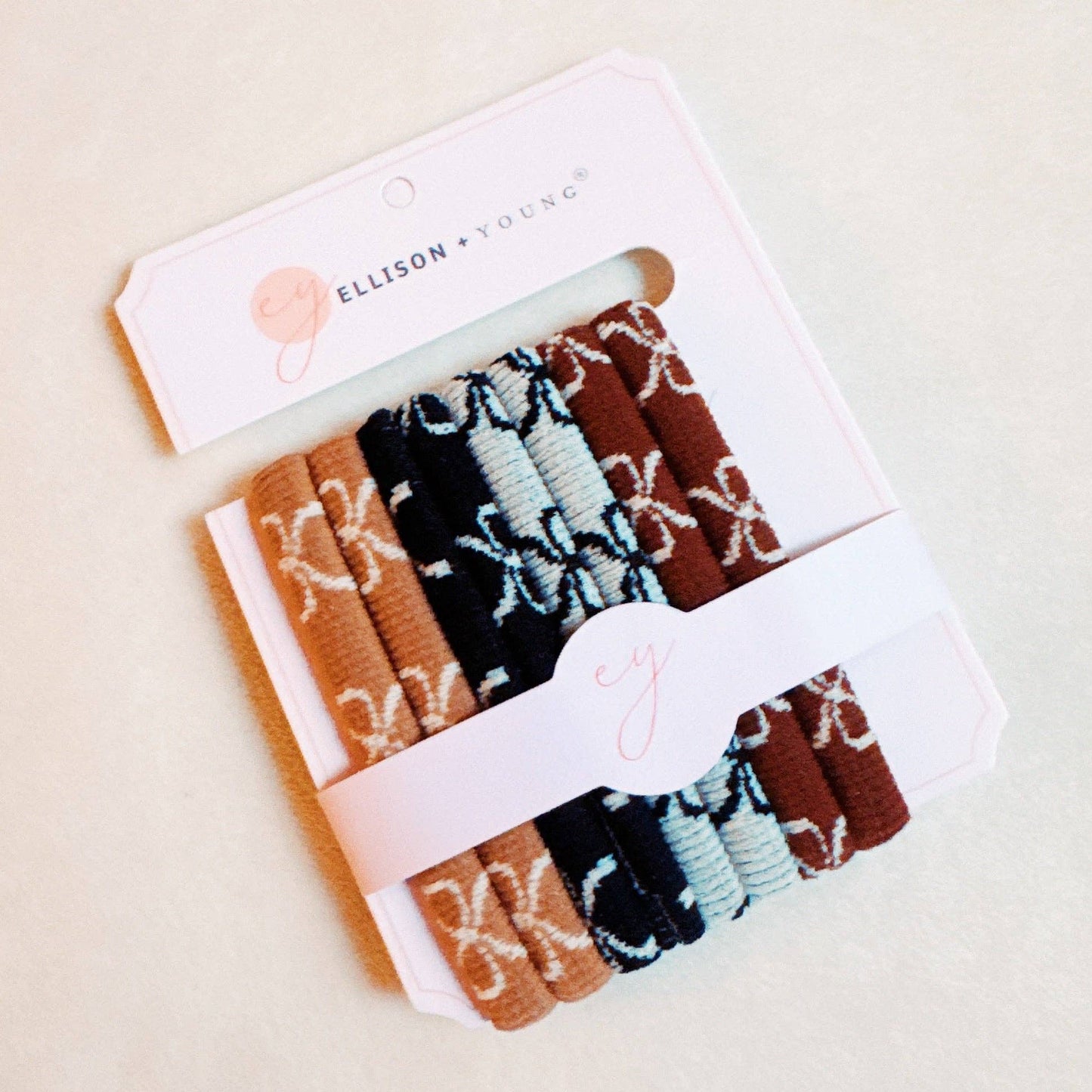 Bow Patterned Hair Ties Set Of 8 - La Vie Est Belle