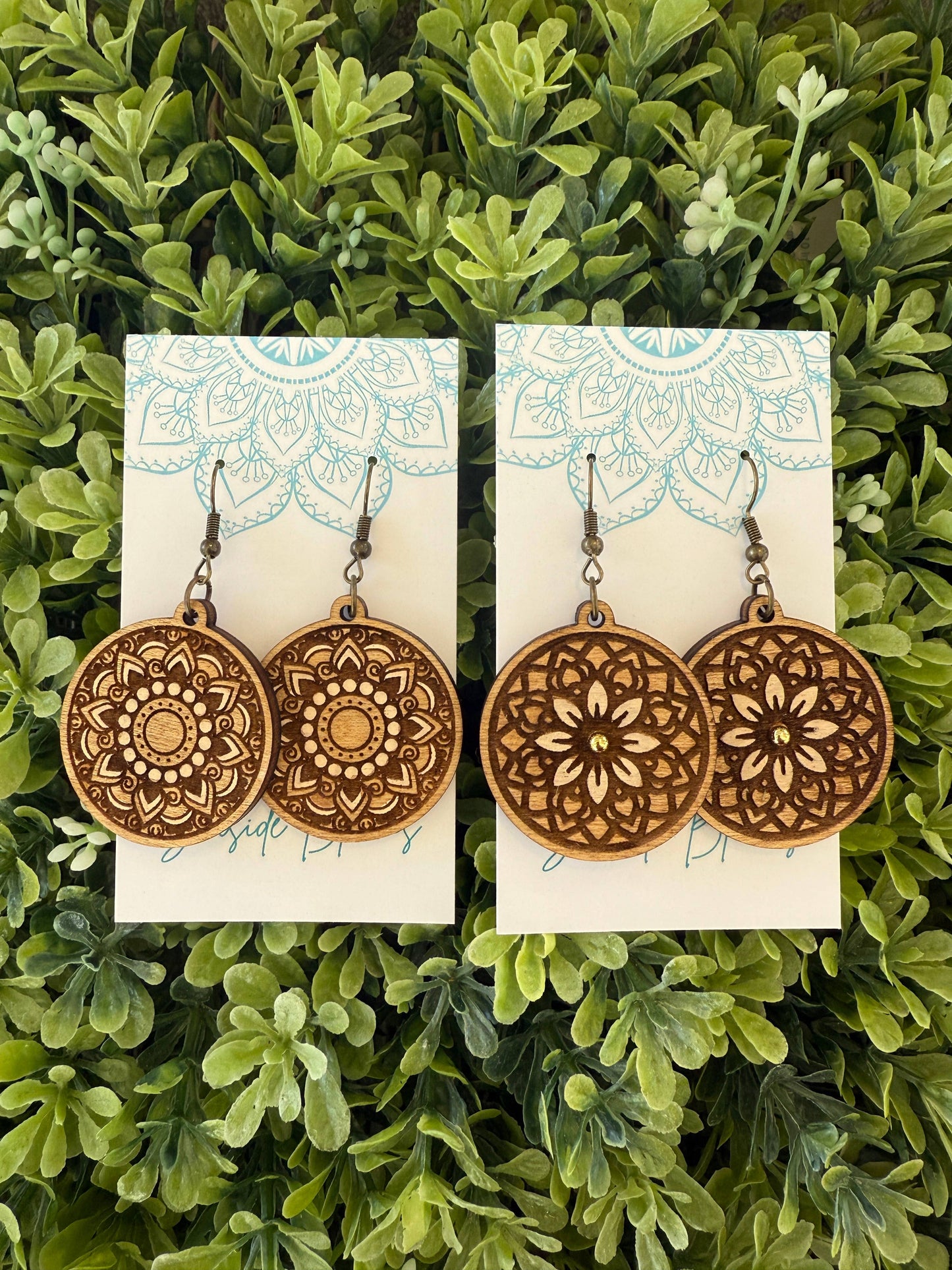 Boho Hand Painted Lightweight Maple Wood Earring