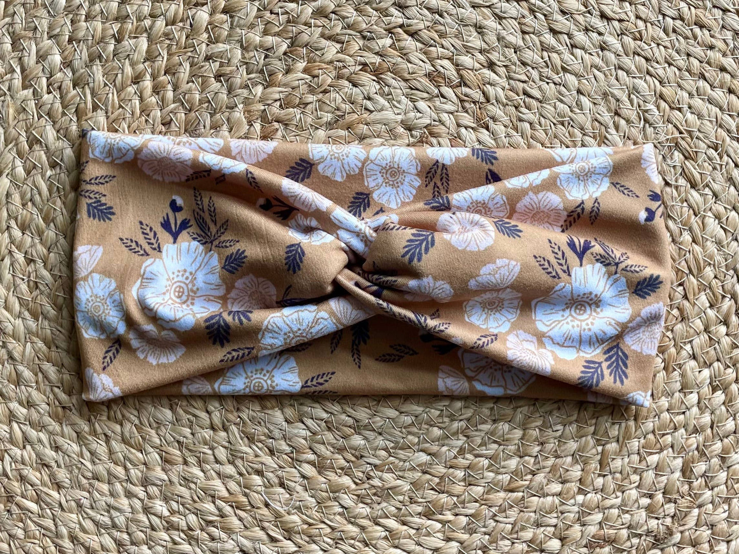Mustard Floral Knit Twist Headband