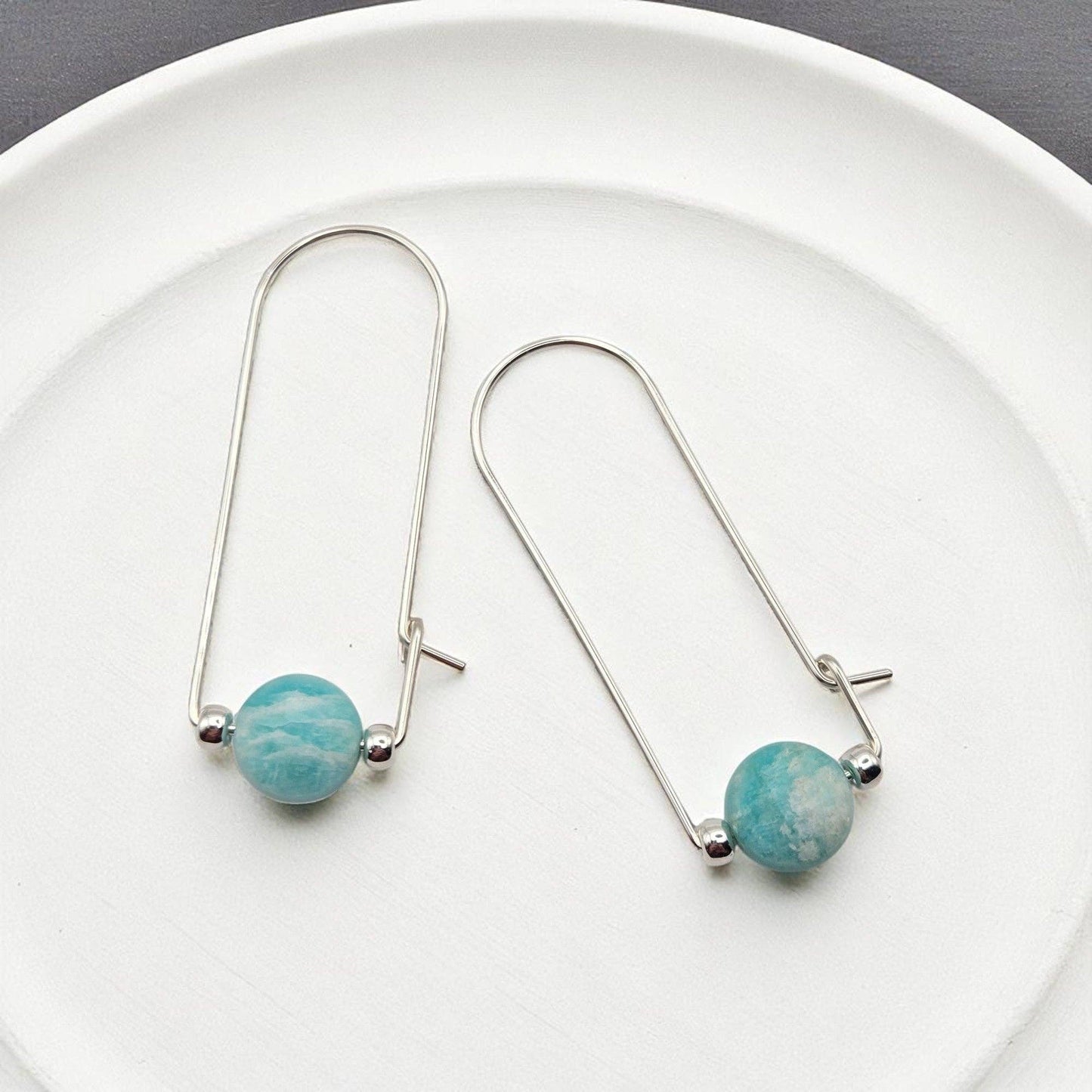 Sterling Silver and Amazonite Arc Earrings