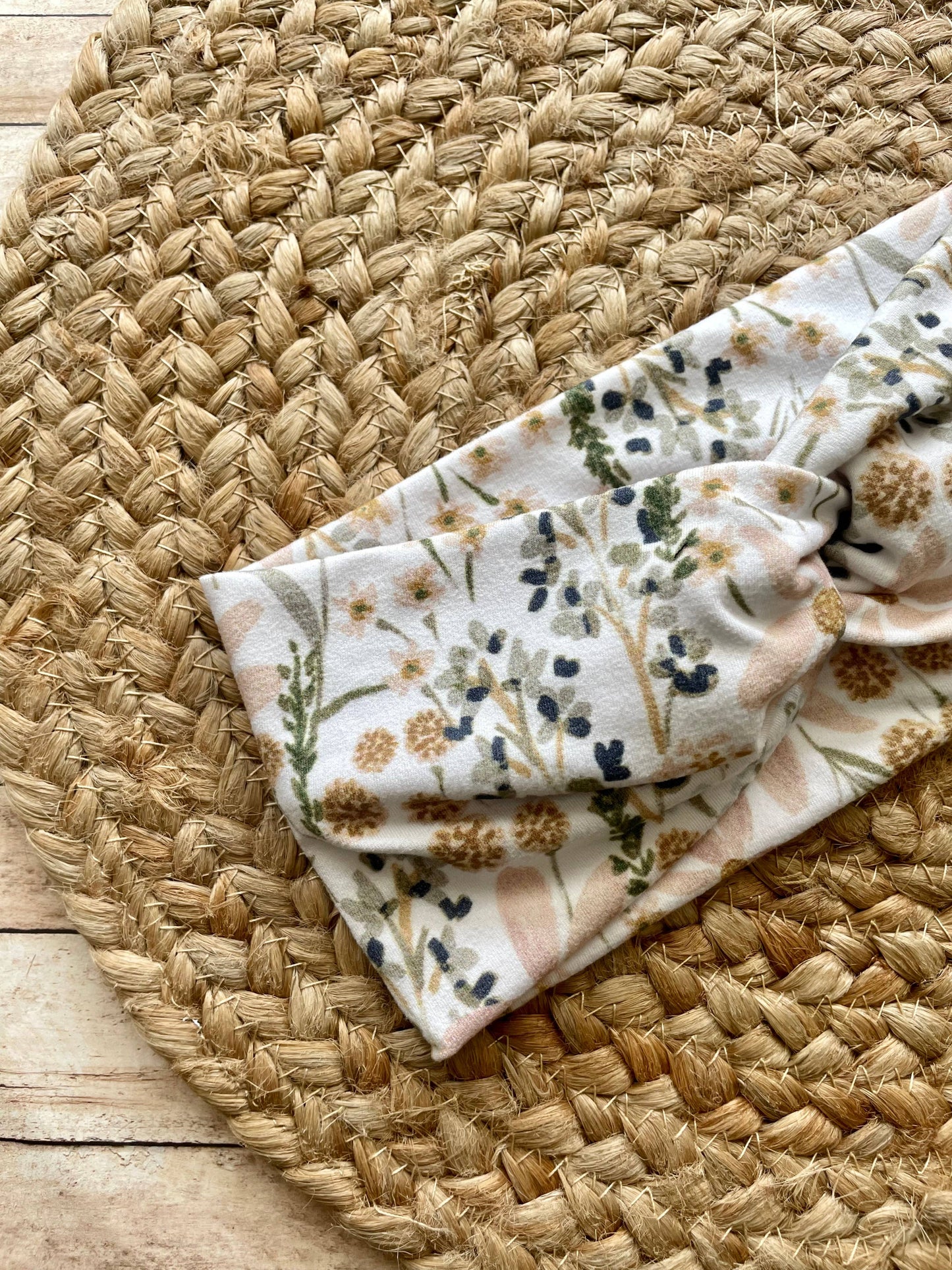 White Wildflower Knit Twist Headband