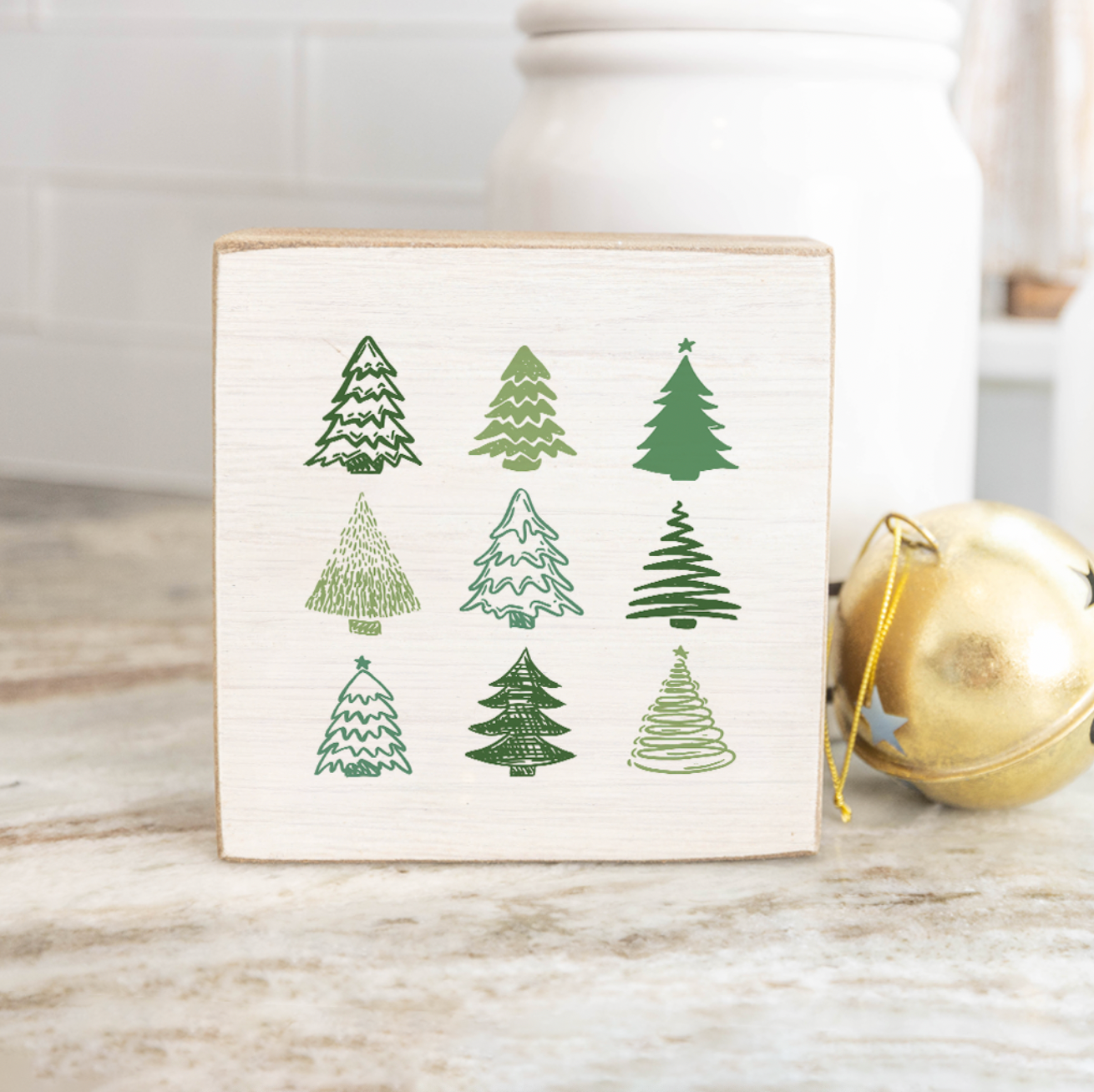 Christmas Trees Decorative Wooden Block