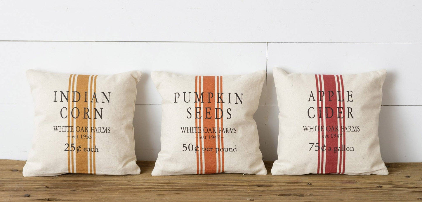 Grain Sack Pillows - Pumpkin, Apple, Corn