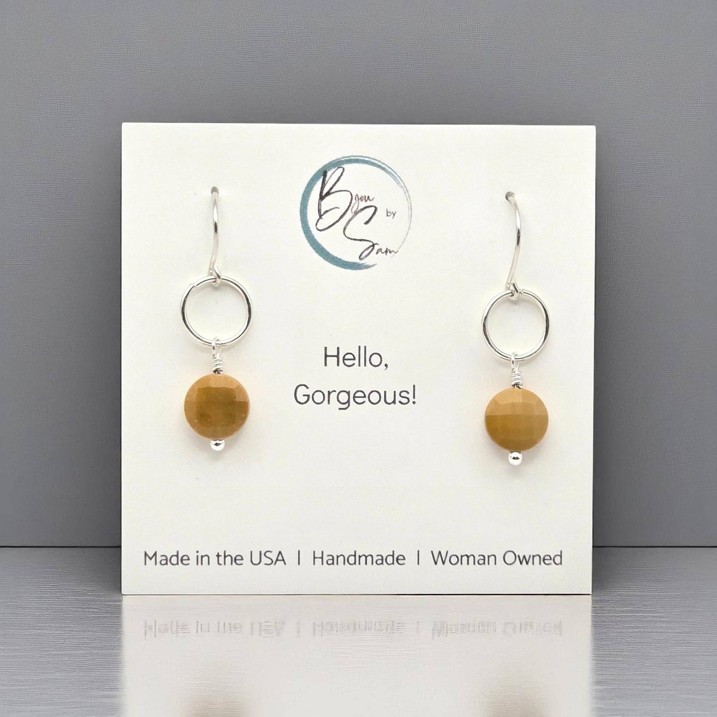 Sterling Silver and Yellow Mookaite Earrings