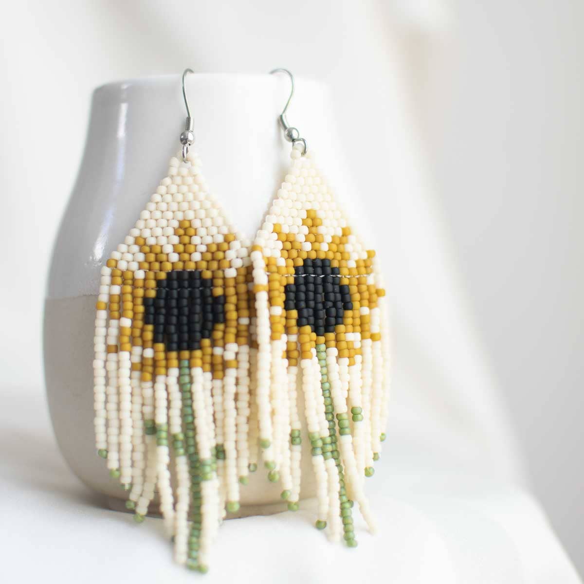 Beaded Fringe Earrings in Girasol
