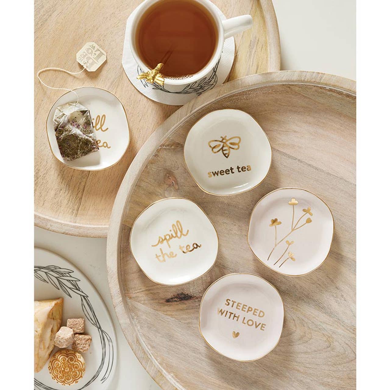 Ceramic Tea Bag Holders - Floral - La Vie Est Belle