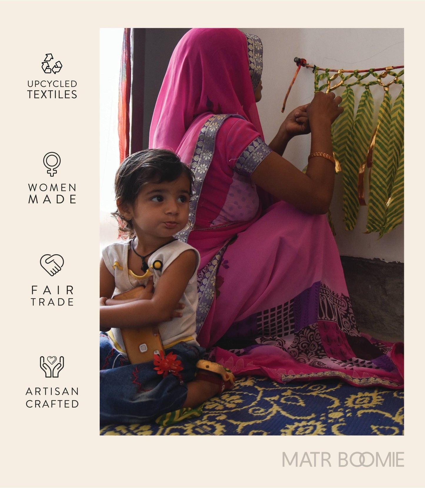 Chakshu Heart Cutout Bell Wind Chime Upcycled Sari - La Vie Est Belle