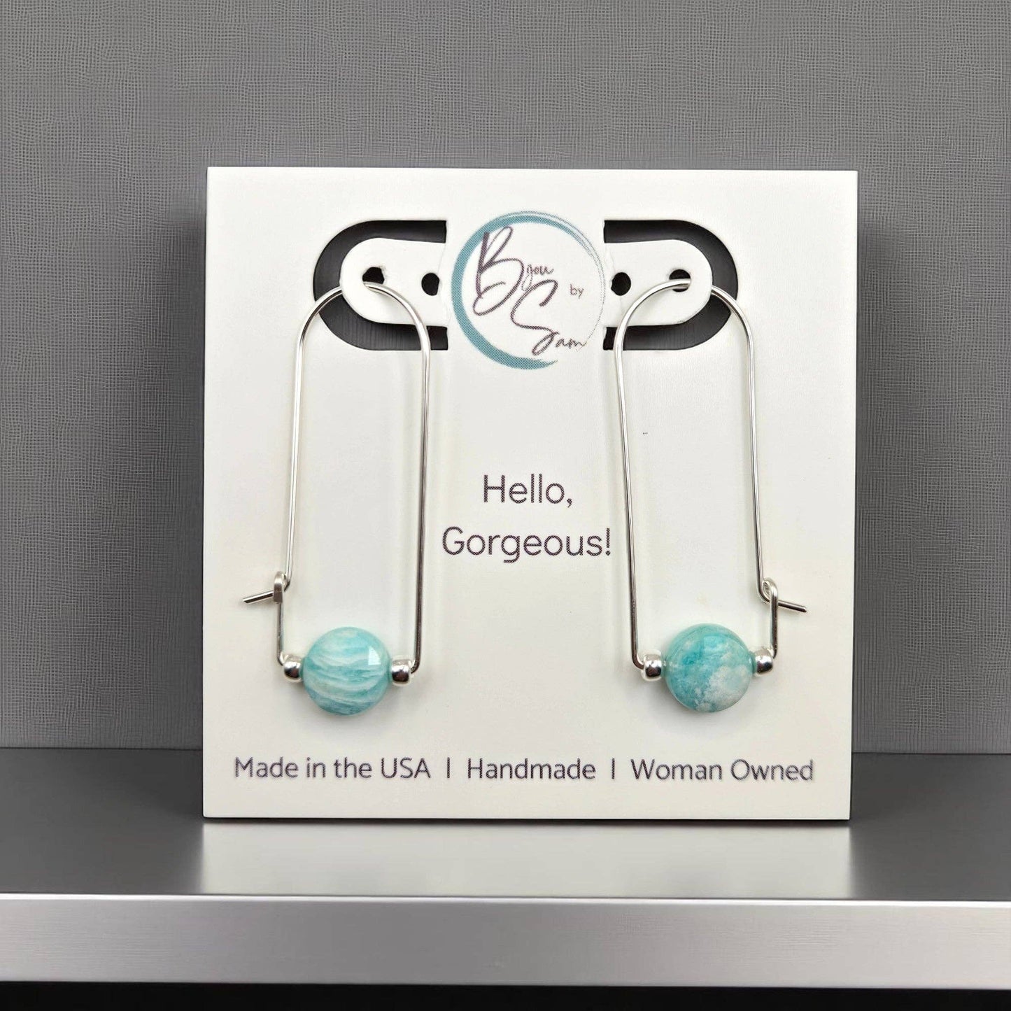Sterling Silver and Amazonite Arc Earrings
