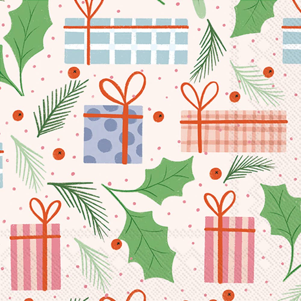 Paper Cocktail Napkins Presents Christmas