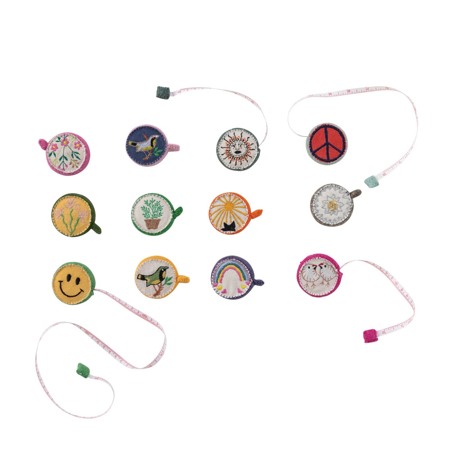 Plastic & Embroidered Wool Felt Tape Measure, 12 Styles