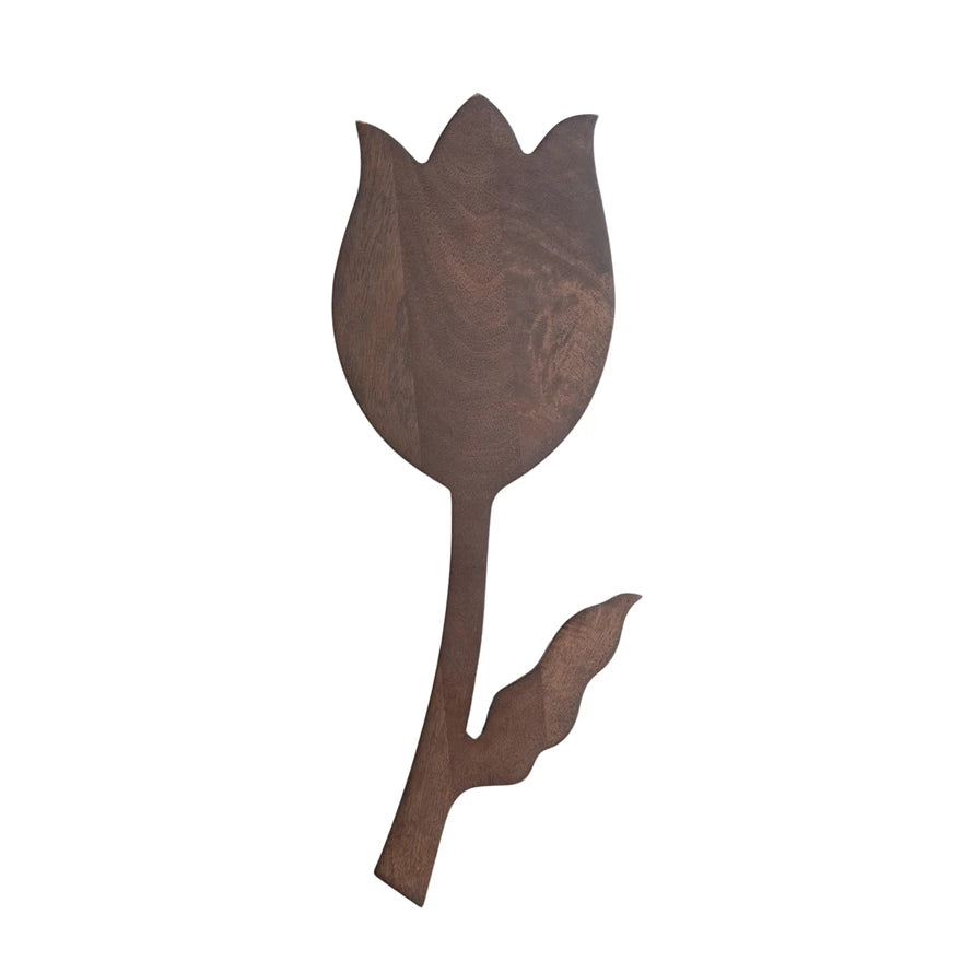 <For Store, Pick-Up, or Local Delivery Purchase Only> Mango Wood Flower Shaped Cheese/Cutting Board, Walnut Finish