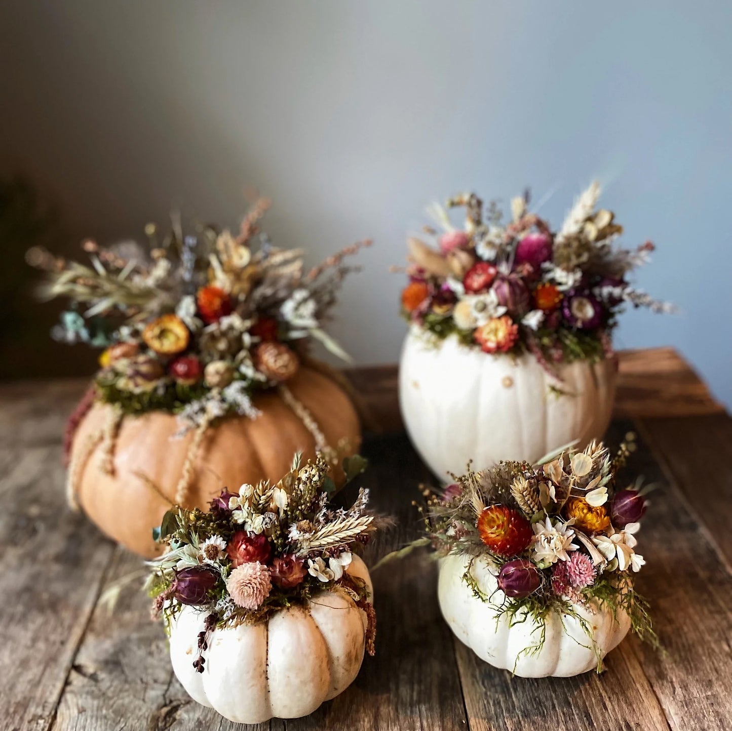 10/08/25 Autumn Dried Flowers/Pumpkin Centerpiece with Ladybug & Blooms