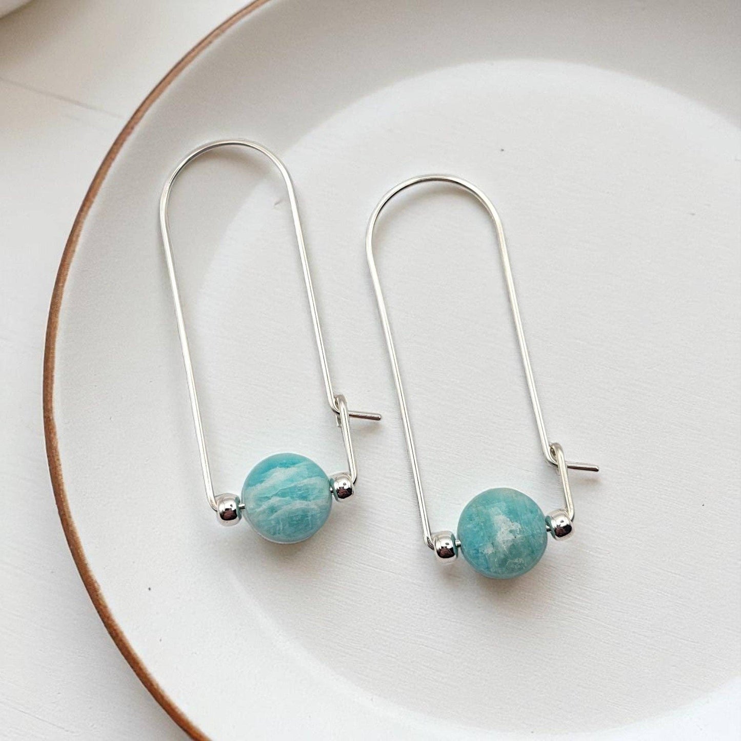 Sterling Silver and Amazonite Arc Earrings
