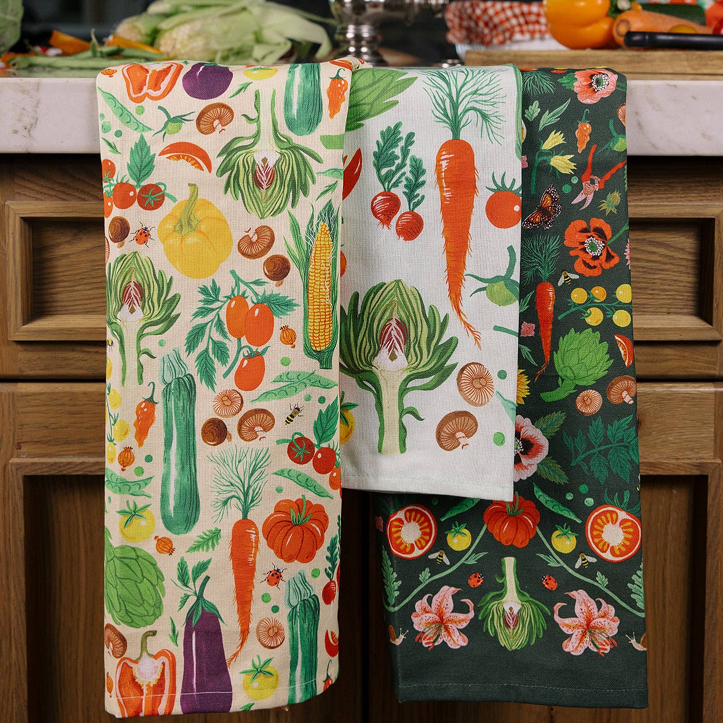 Veggies Folk Floral Tea Towel