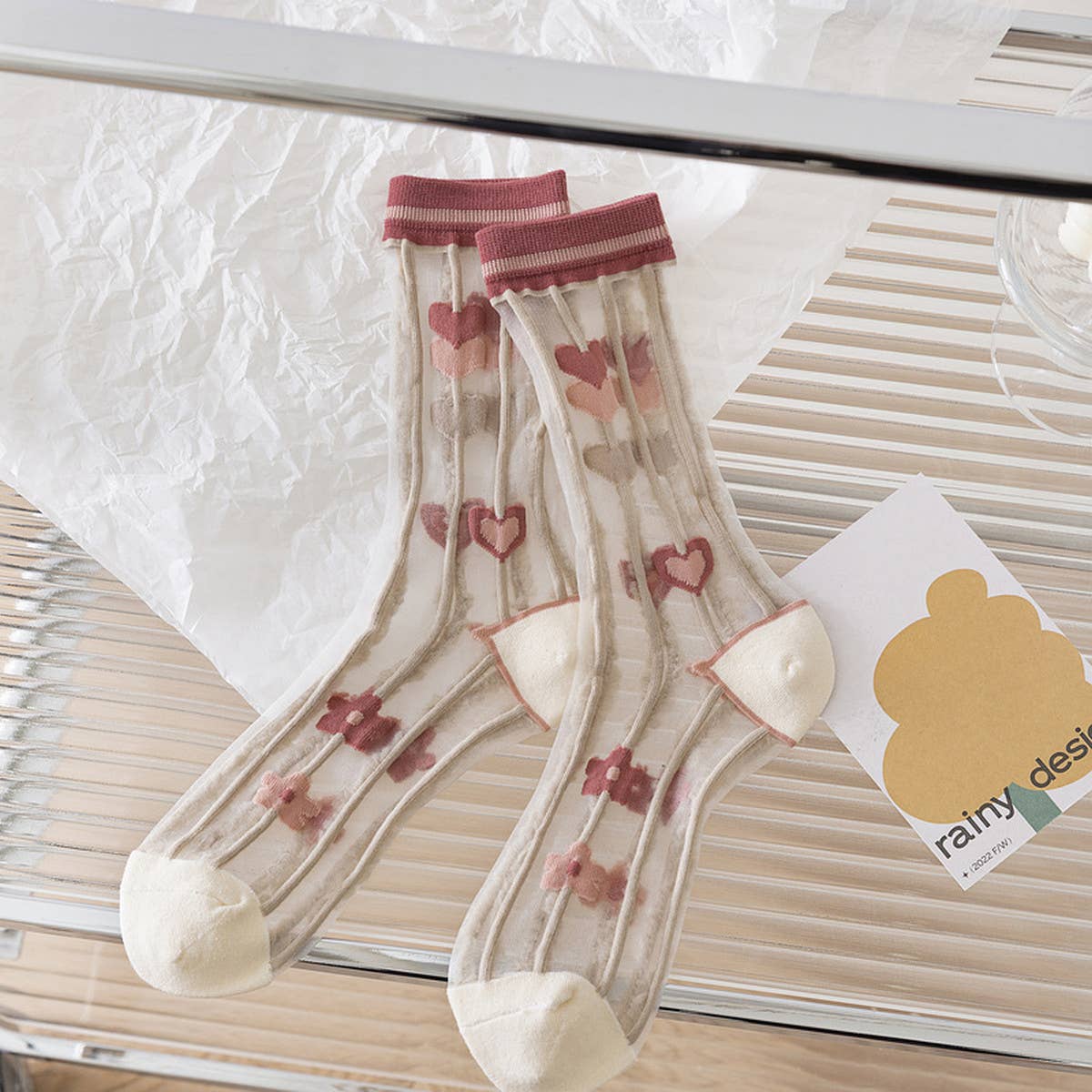 Floral Summer Sheer Mesh Socks - La Vie Est Belle