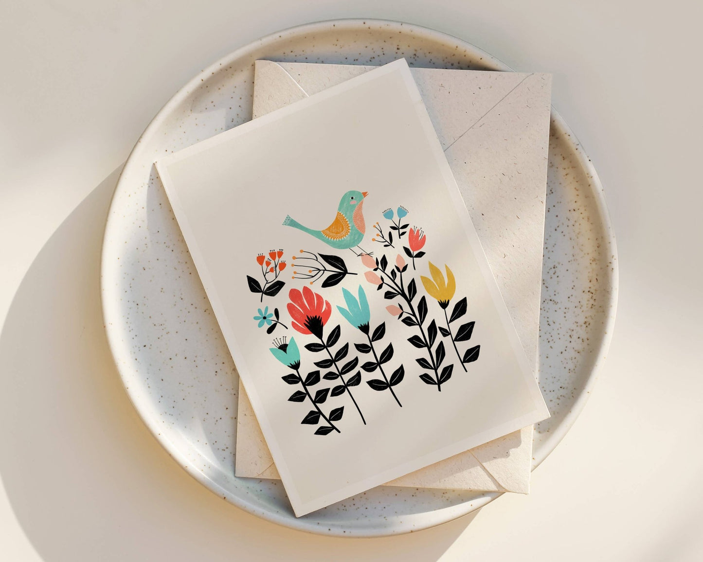 Folk Art Garden - Modern Greeting Card - La Vie Est Belle