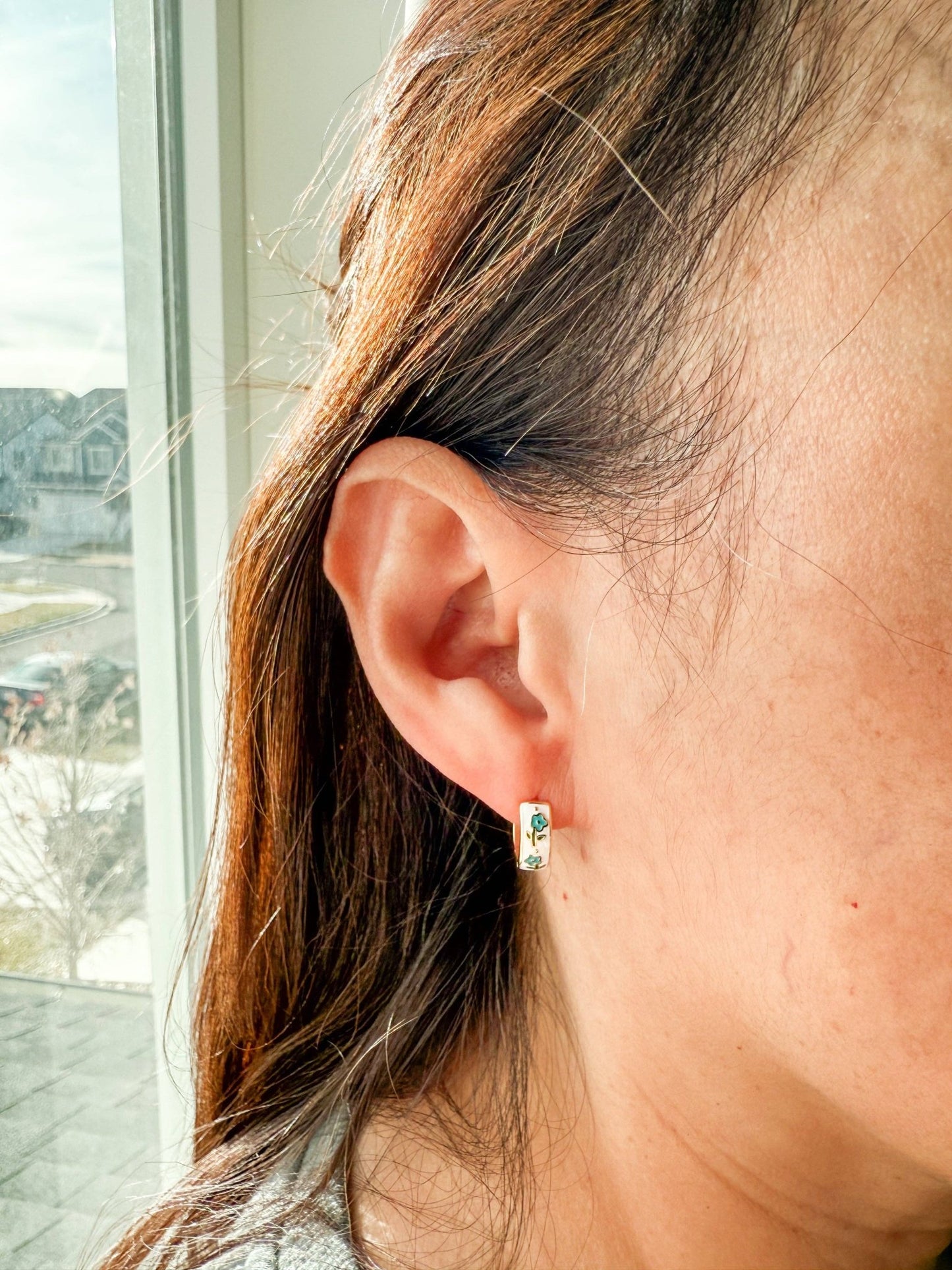 Forget Me Not Gold Hoops - La Vie Est Belle