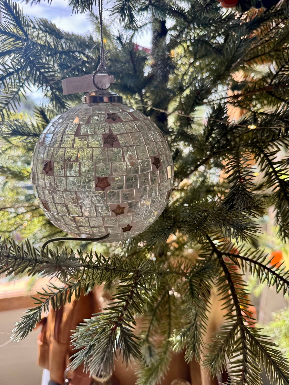 Glass Mosaic Ball Ornament w/ Stars, Gold - La Vie Est Belle