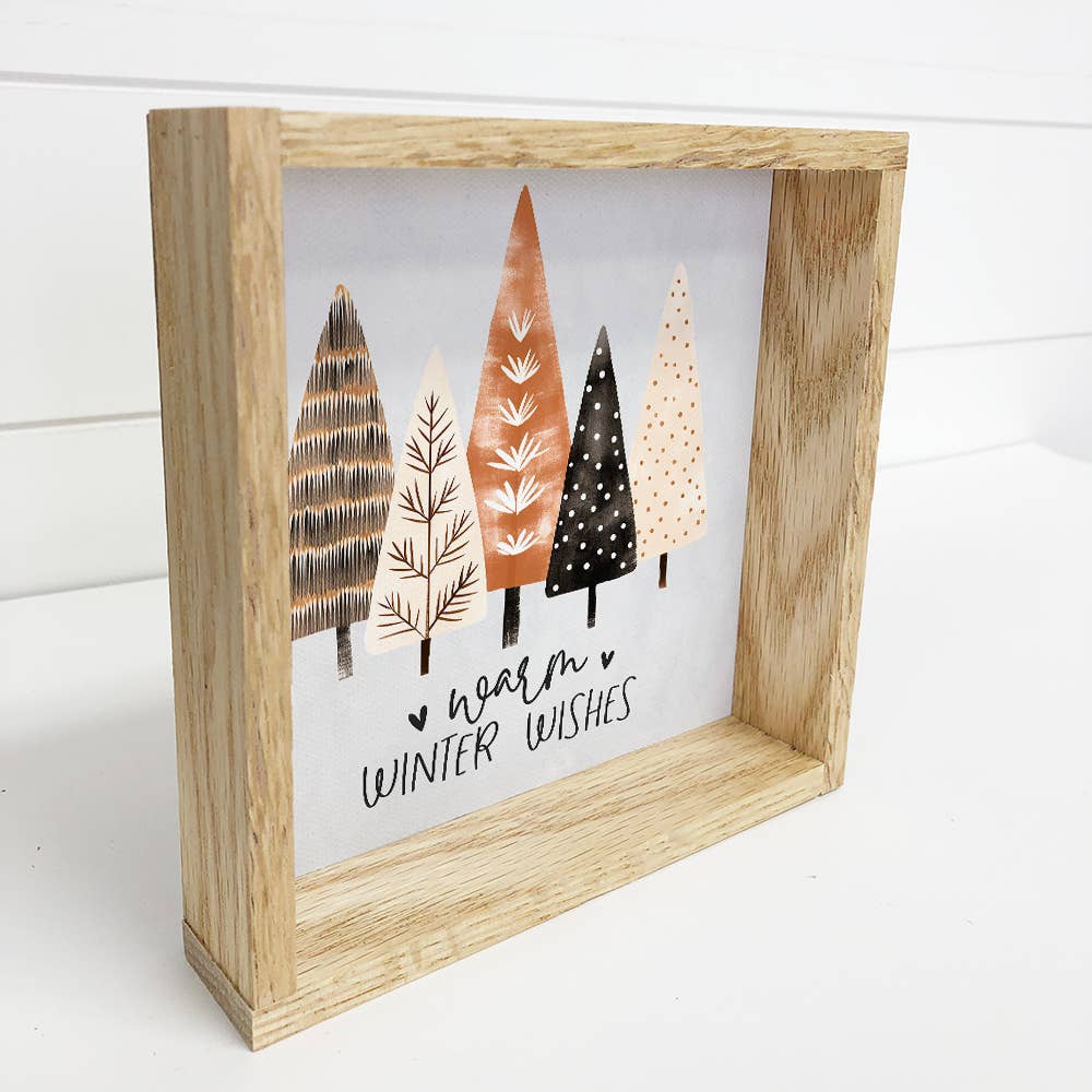 Hygge Warm Wishes Holiday Trees - Rustic Holiday Canvas Art - La Vie Est Belle