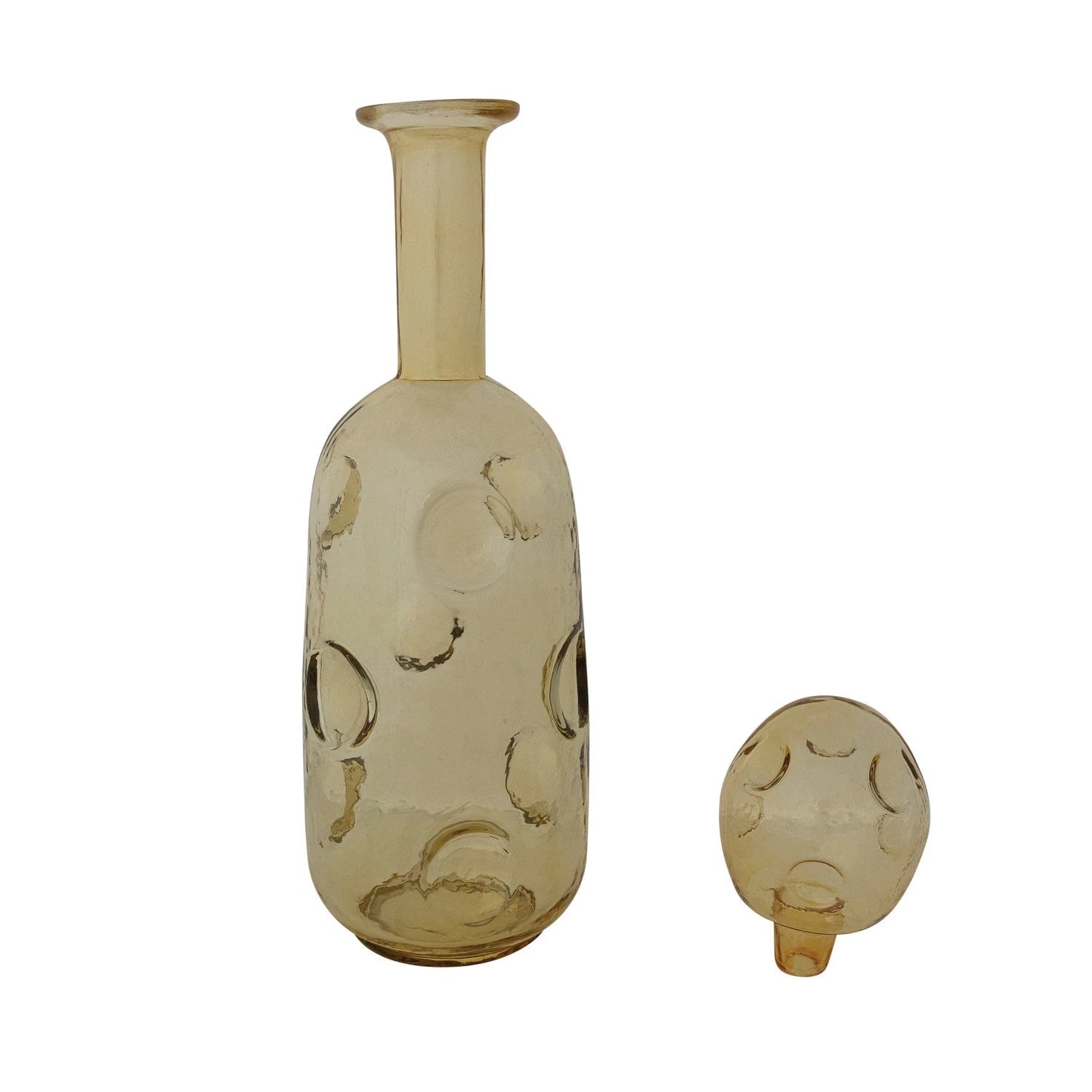 <In Store Purchase Only> 1 - 3/4 Quart Glass Organic Shaped Decanter with Stopper, Light Yellow - La Vie Est Belle