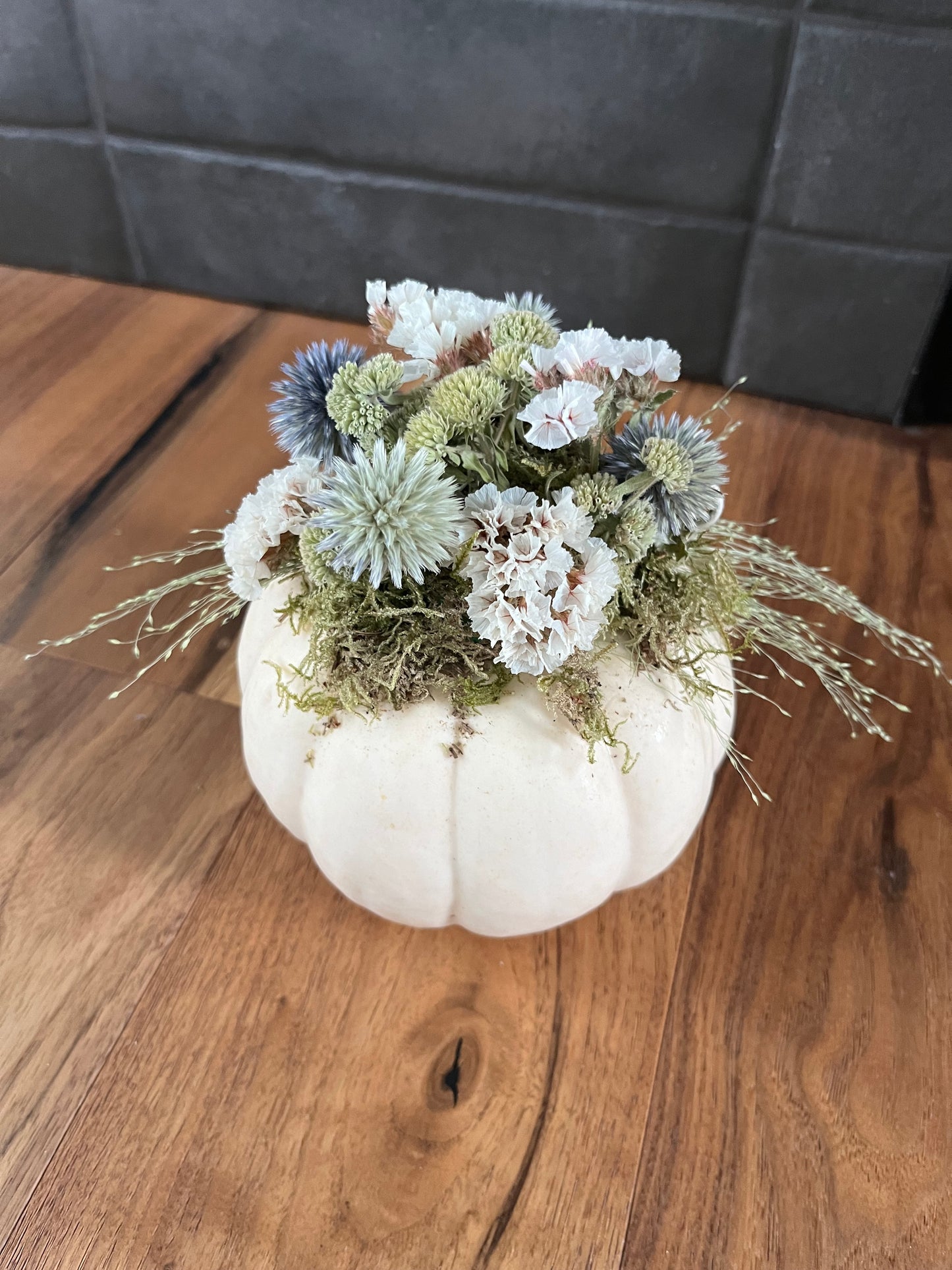 10/08/25 Autumn Dried Flowers/Pumpkin Centerpiece with Ladybug & Blooms