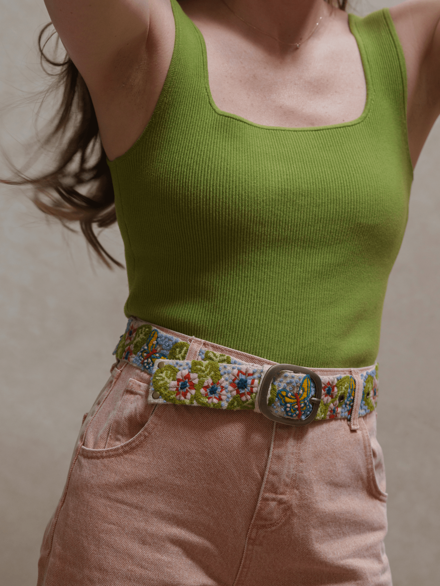 Mariposa Embroidered Wool Belt - La Vie Est Belle