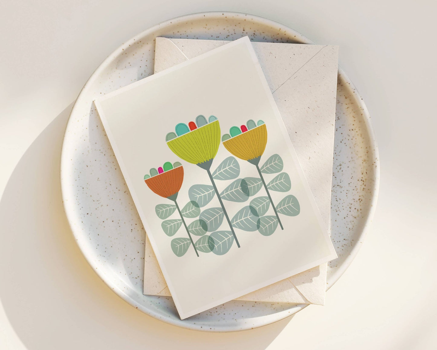 Mid Mod Garden No. 5 - Modern Floral Greeting Card - La Vie Est Belle