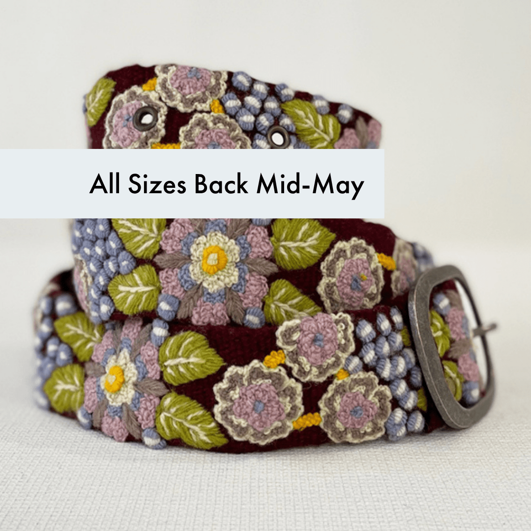 Morning Glory Floral Embroidered Wool Belt - La Vie Est Belle