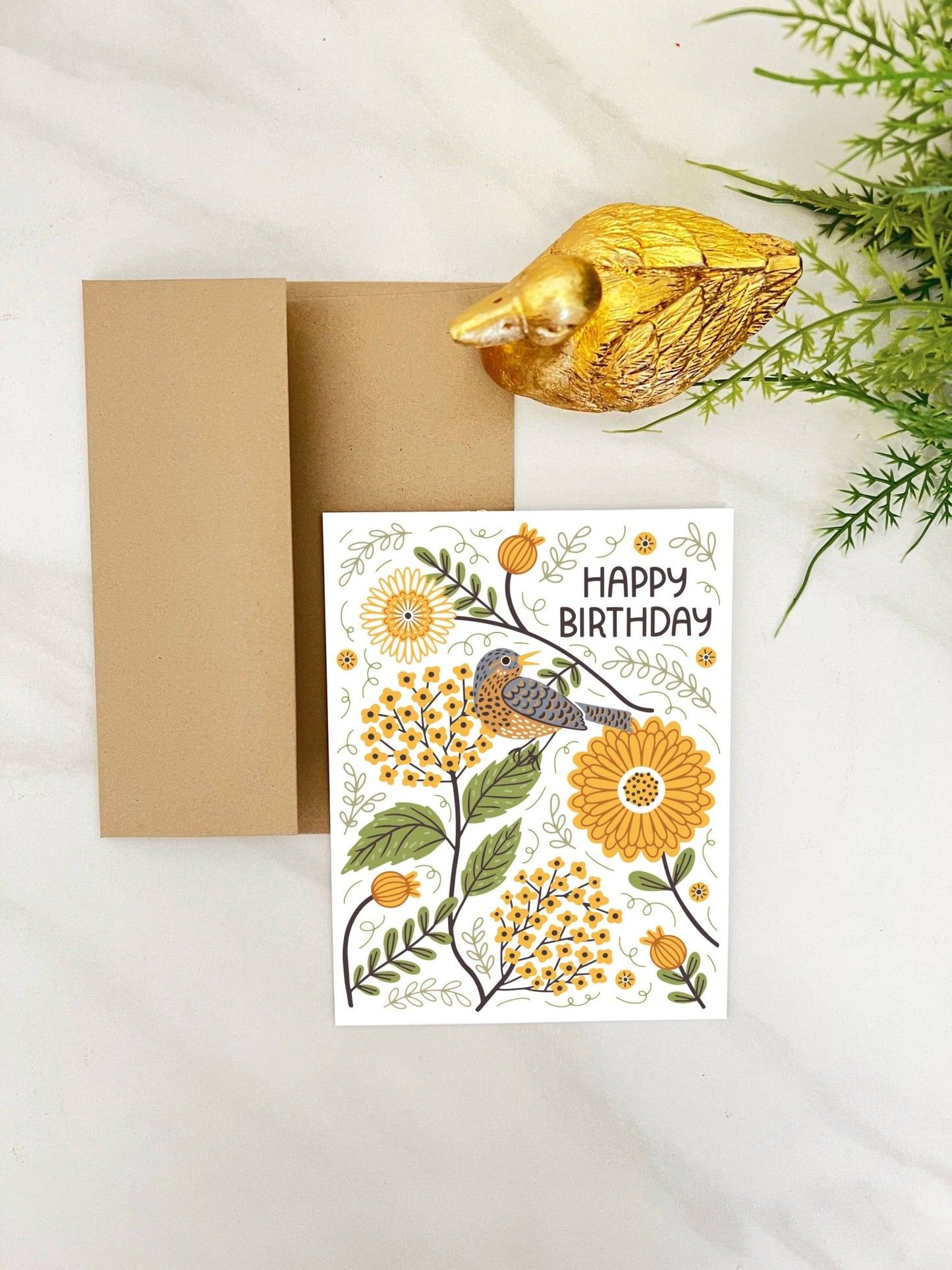 Mums and Robins Birthday Greeting Card - La Vie Est Belle