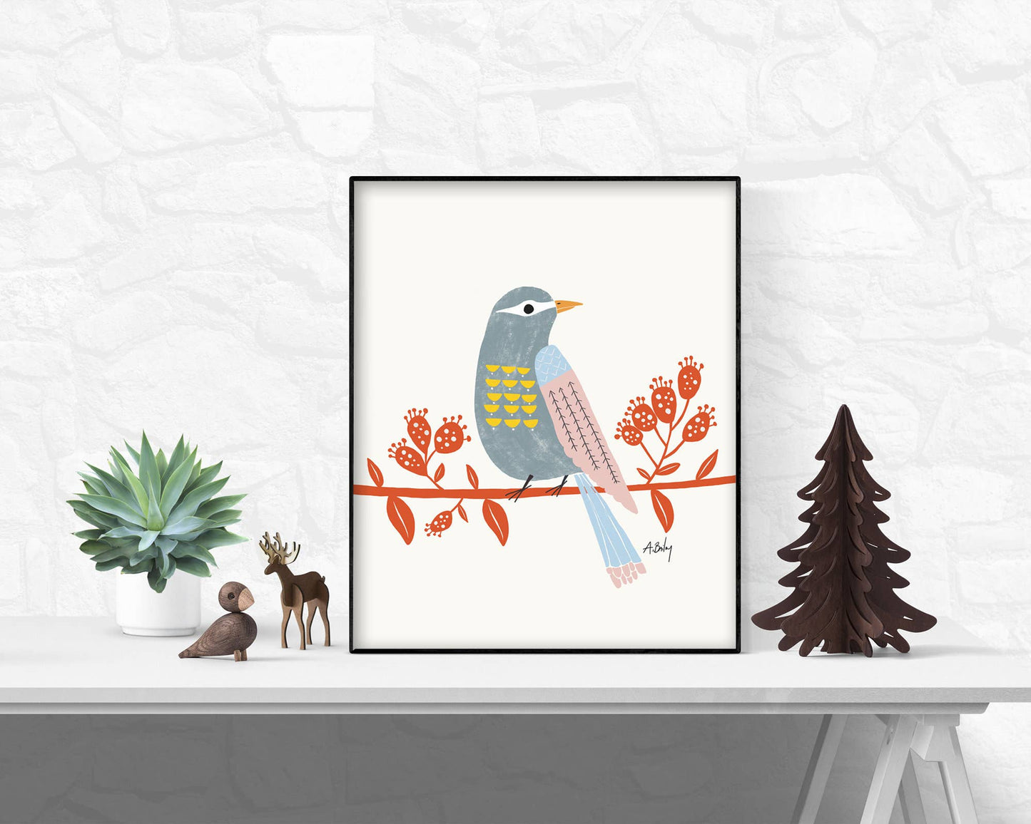 Observing Birdie - Scandinavian Wall Art - La Vie Est Belle