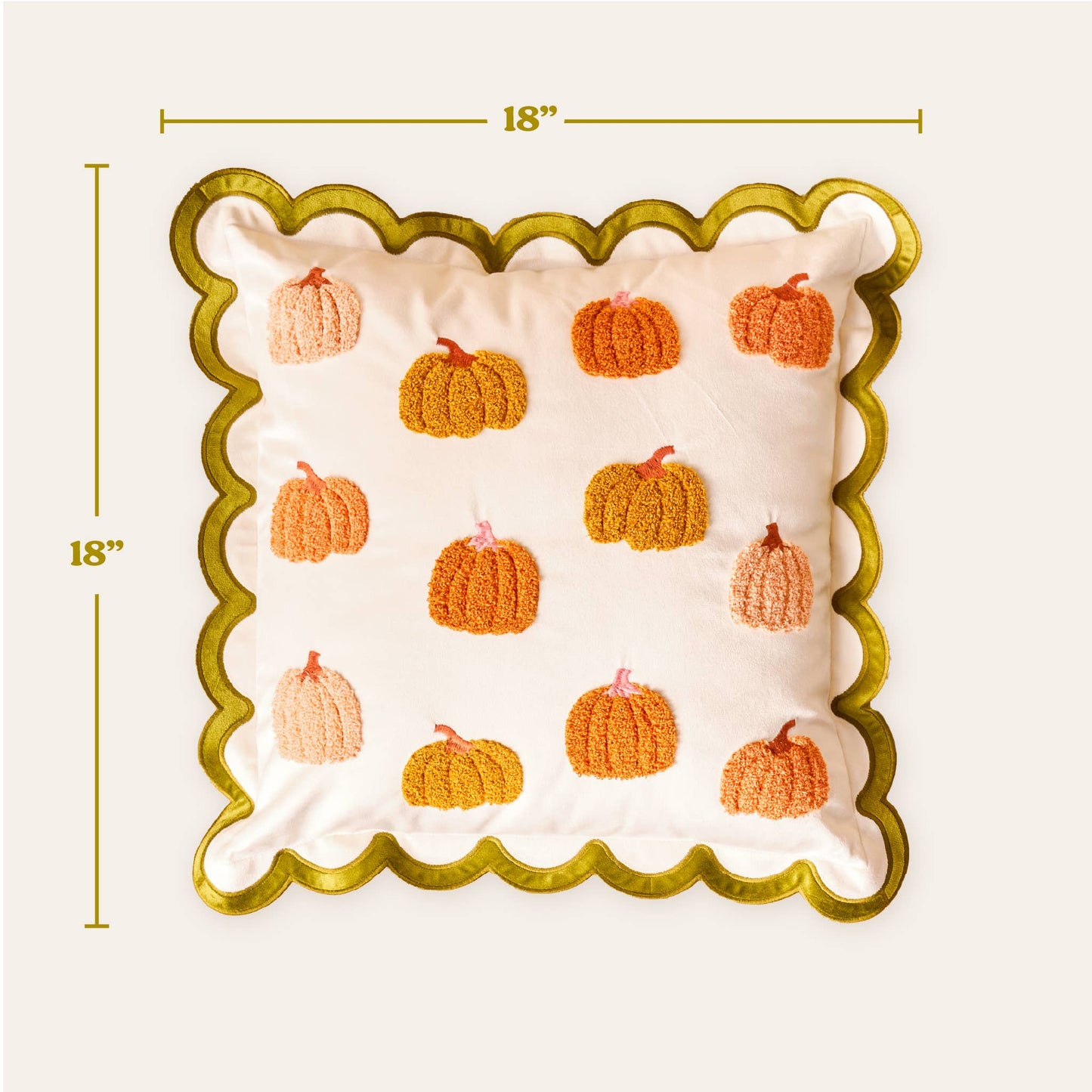 Scalloped Square Throw Pillow-Pumpkin Patch - La Vie Est Belle