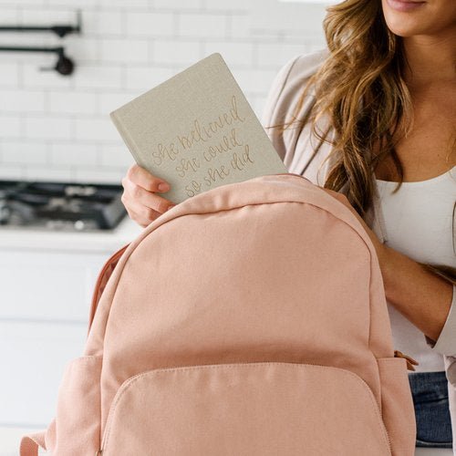 She Believed She Could Tan Fabric Journal - La Vie Est Belle