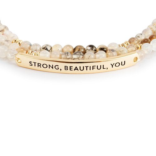 Strong, Beautiful, You Necklace/Bracelet - Taupe Mix - La Vie Est Belle