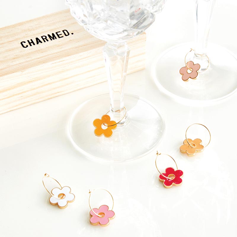 Wine Charms in Wood Box - Charmed - Set of 6 - La Vie Est Belle