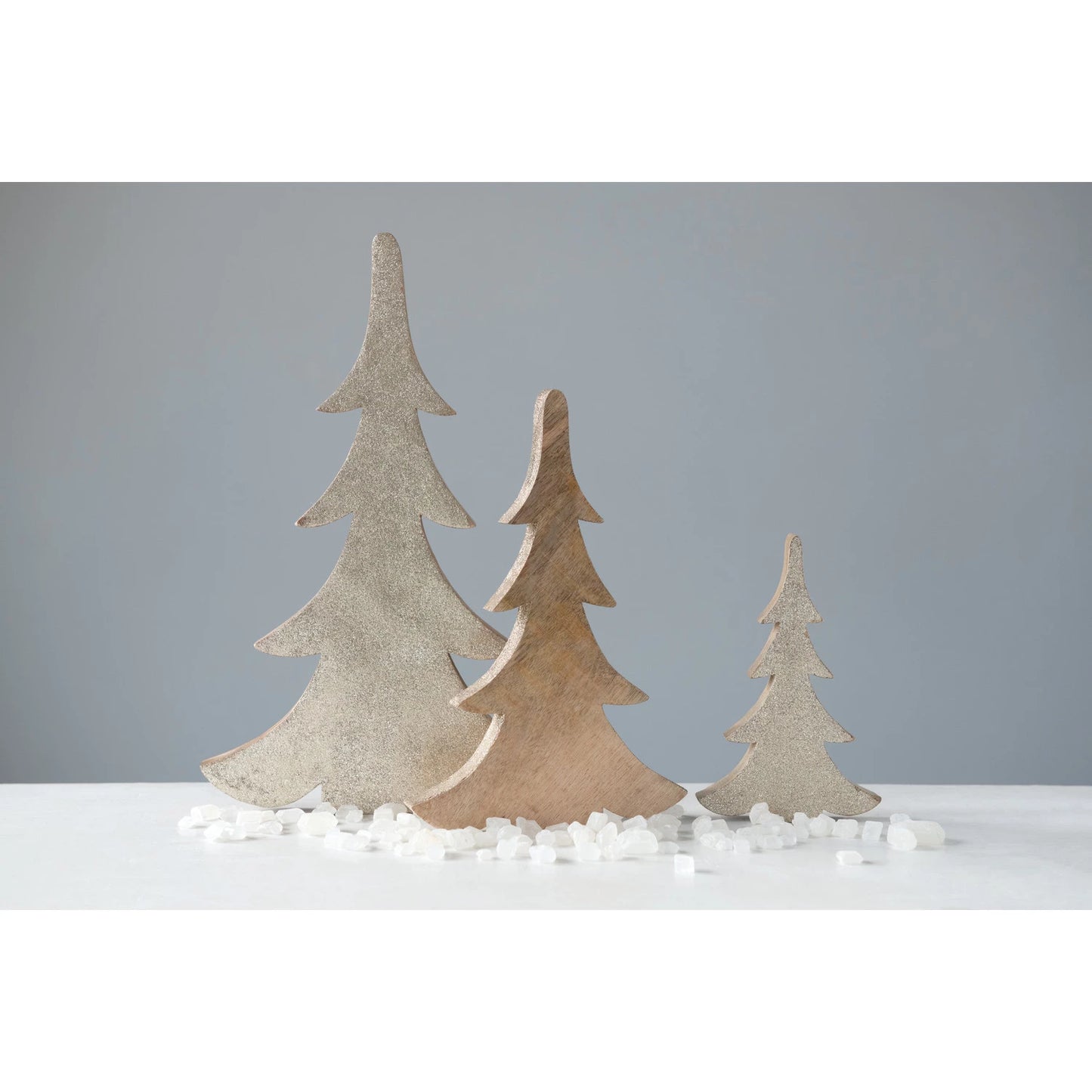 Wood Trees w/ Champagne Glitter
