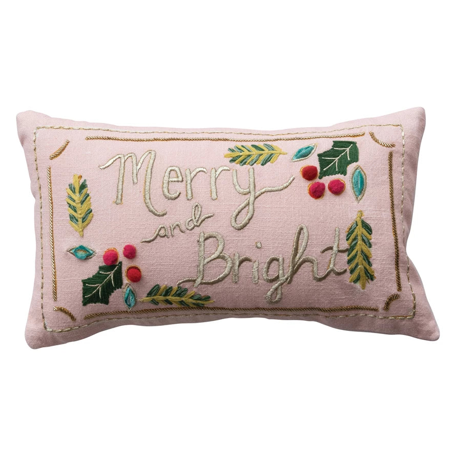 Lumbar Pillow with Hand-Embroidery