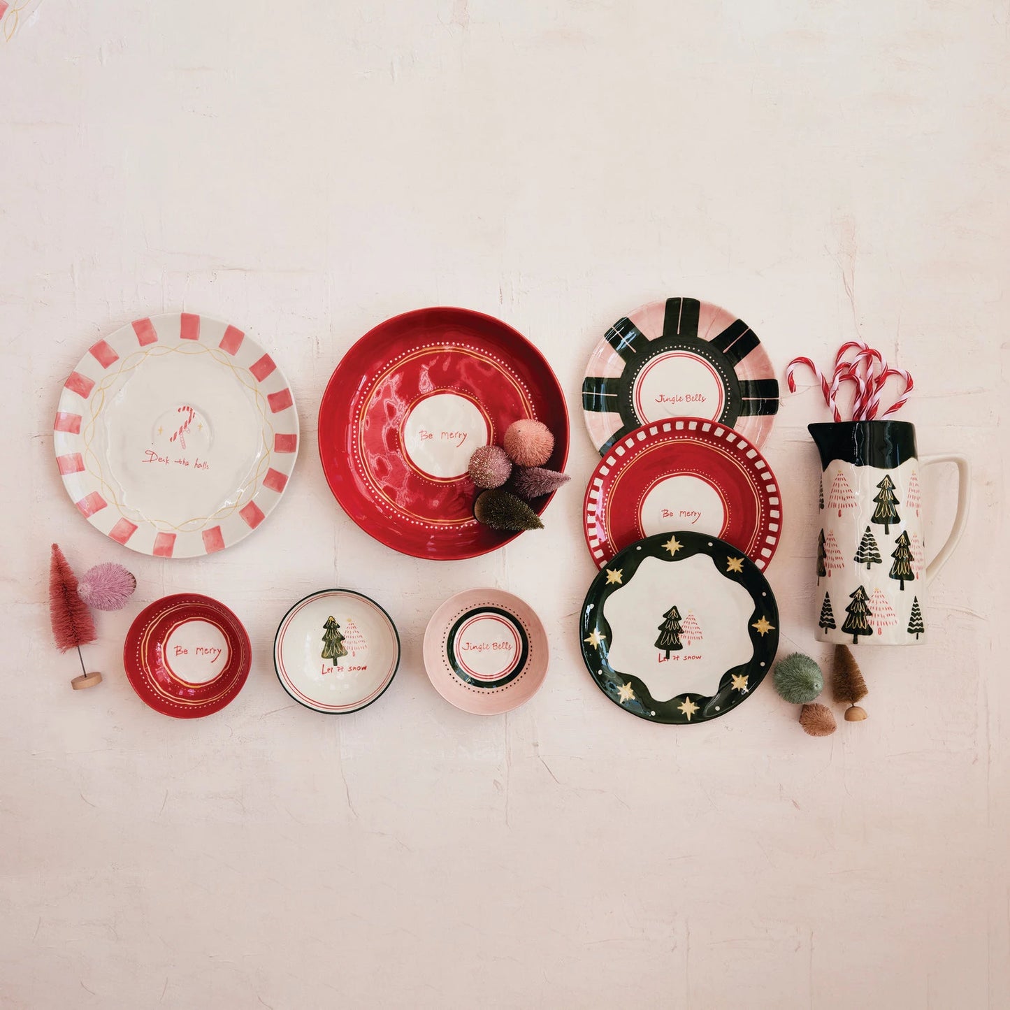 Hand-Painted Stoneware Plate with Holiday Design, 3 Styles